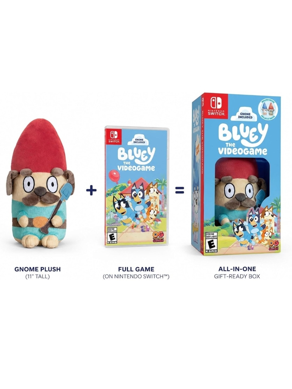 Bluey Gnome Plush & Nintendo Switch Game Bundle